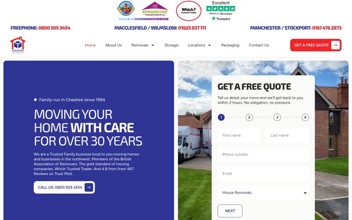 Screenshot του cheshire-removals.co.uk