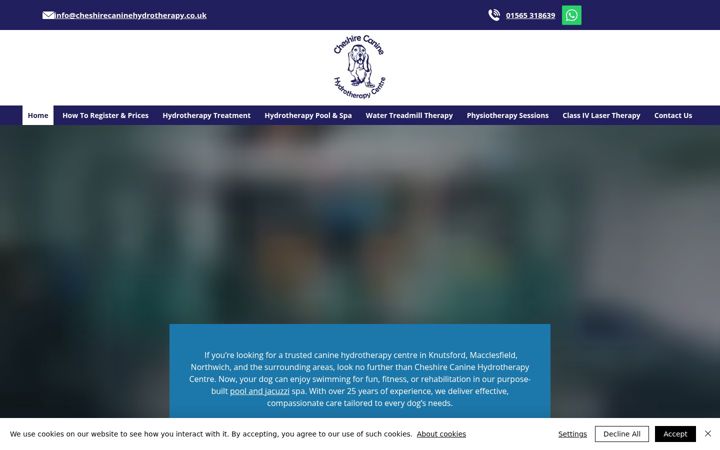 Screenshot του cheshirecaninehydrotherapy.co.uk