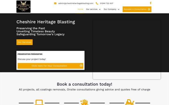 Screenshot of cheshireheritageblasting.com