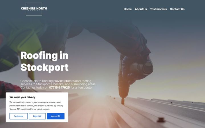 Screenshot of cheshirenorthroofing.com