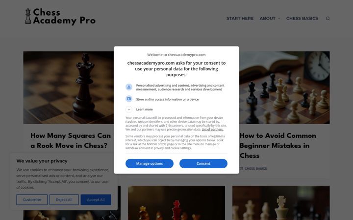 Screenshot of chessacademypro.com