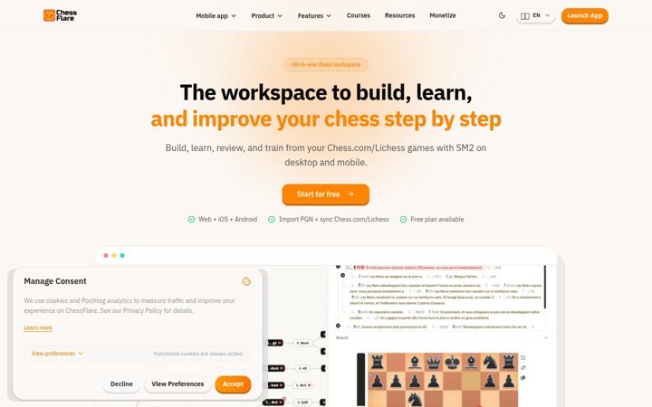 Screenshot of chessflare.com