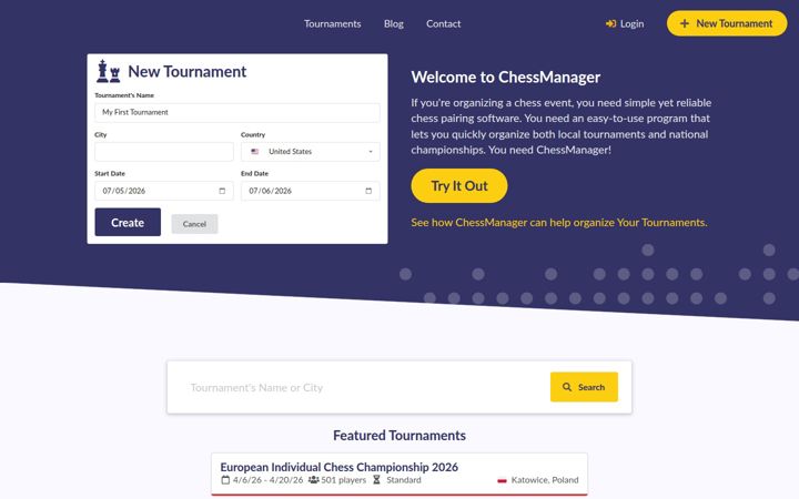 Screenshot of chessmanager.com