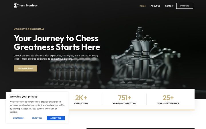 Screenshot of chessmantras.com
