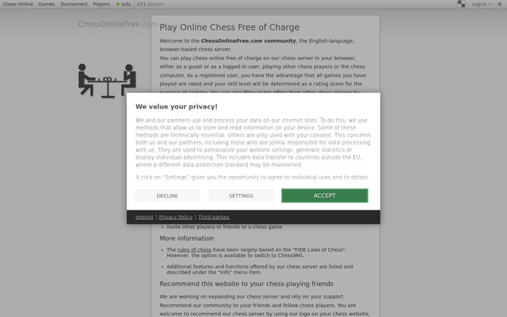 Screenshot of chessonlinefree.com