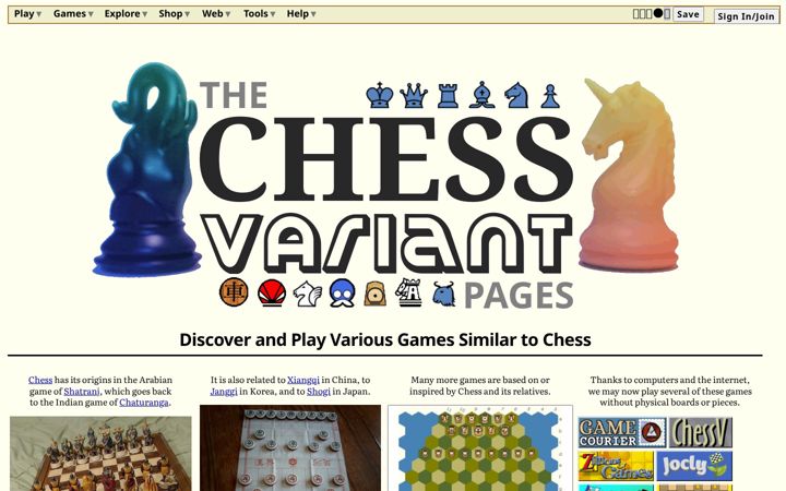 Screenshot of chessvariants.com