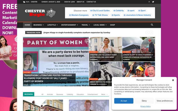 Screenshot του chesterbugle.co.uk