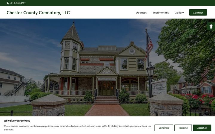 Screenshot of chestercountycrematory.com