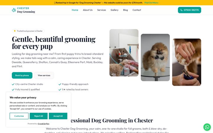 Screenshot του chesterdoggrooming.co.uk