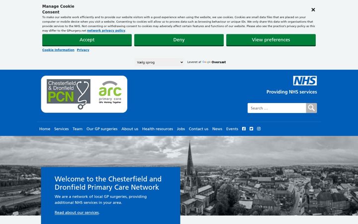 Screenshot του chesterfieldanddronfieldpcn.nhs.uk