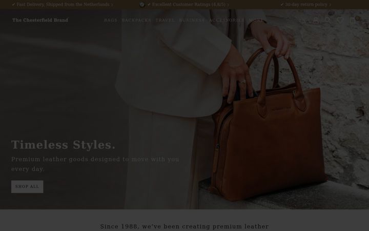 Snímek obrazovky chesterfieldbags.com