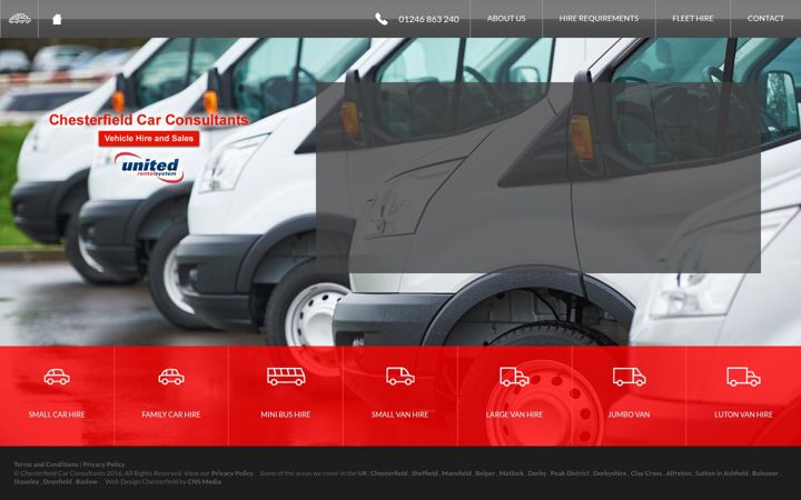 Screenshot του chesterfieldvehiclehire.co.uk