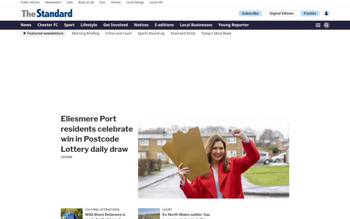 Captură de ecran a chesterstandard.co.uk