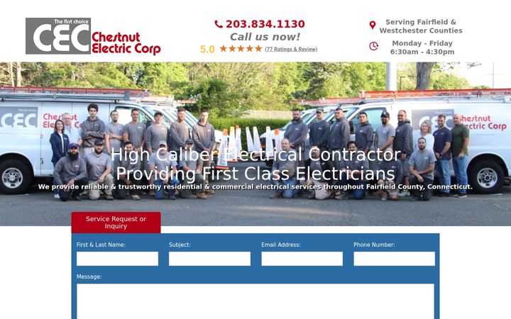 Screenshot of chestnutelectric.com