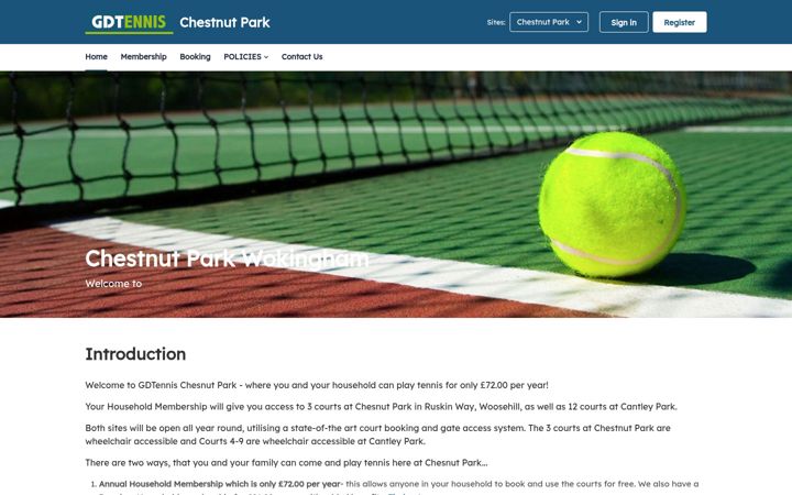 Screenshot di chestnutparktennis.co.uk