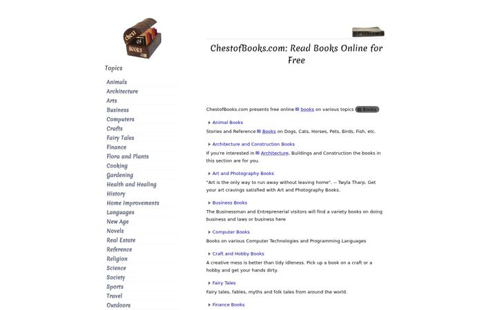 Screenshot of chestofbooks.com