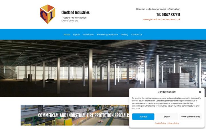 Screenshot του chetland-industries.co.uk