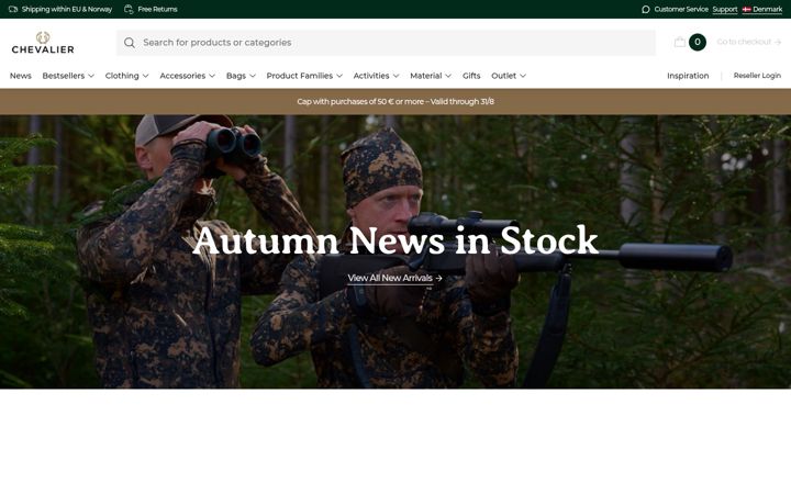 Screenshot of chevalierclothing.com