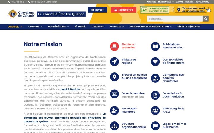 Screenshot of chevaliersdecolomb.com