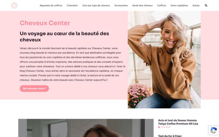 Snímek obrazovky cheveux-center.com