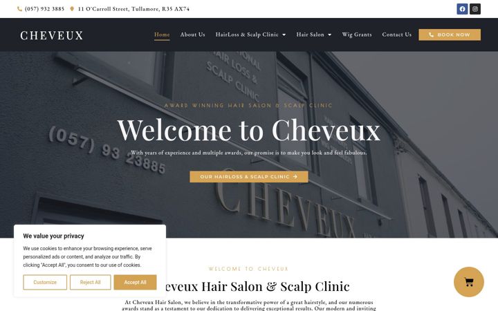 Ekrano kopija cheveuxhairsalon.ie