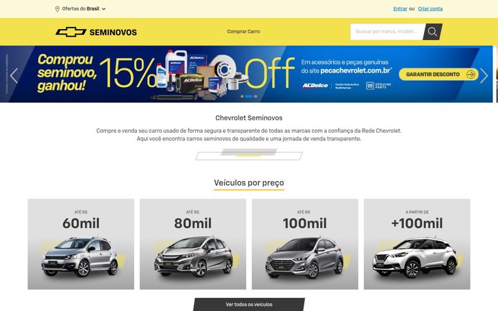 Screenshot of chevroletseminovos.com.br