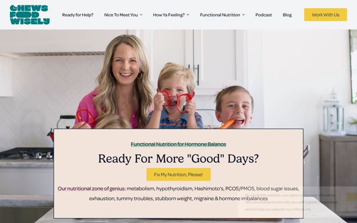 Screenshot of chewsfoodwisely.com