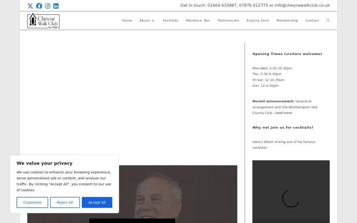 Screenshot του cheynewalkclub.co.uk