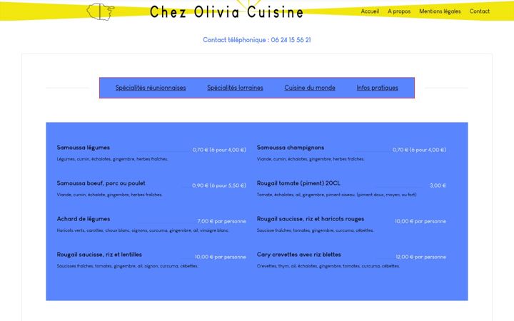 Skjámynd af chez-olivia-cuisine.fr