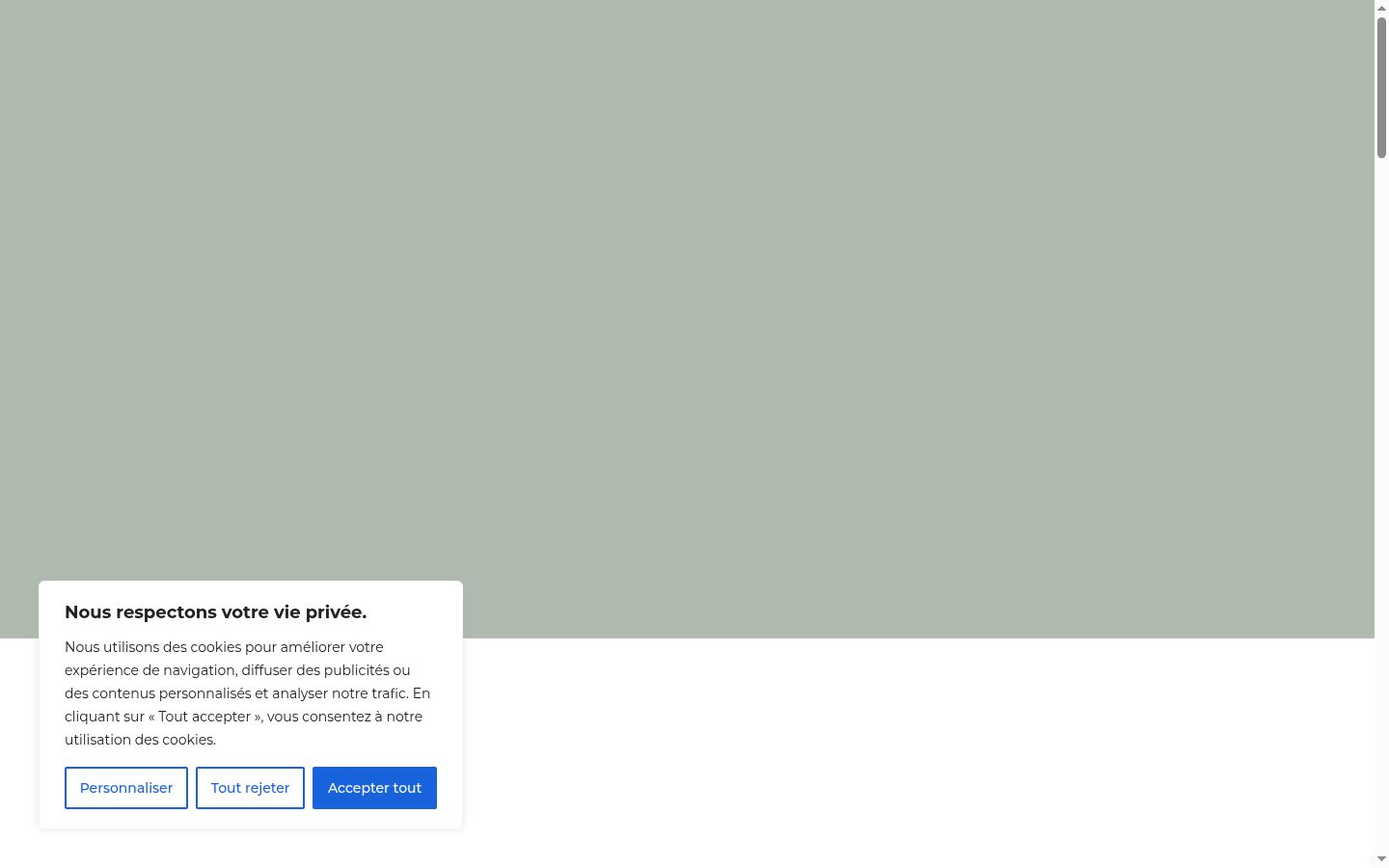 Capture d'écran de la bannière de consentement affichée avant toute interaction