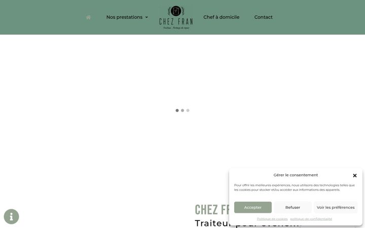 Ekrānuzņēmums no chezfran-traiteur.fr