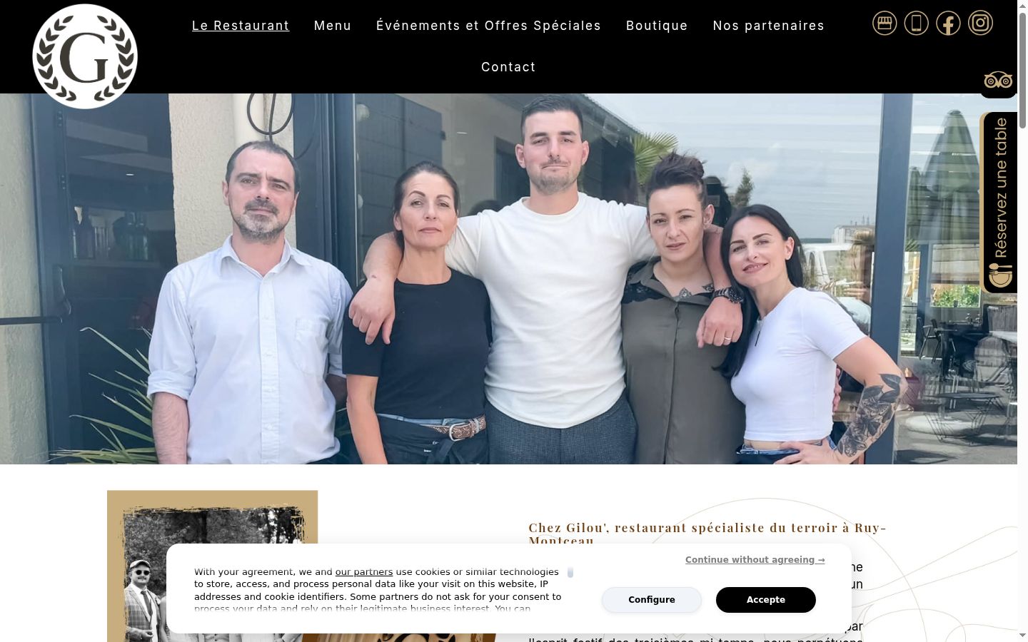 Capture d'écran de la bannière de consentement affichée avant toute interaction