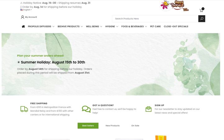 Screenshot of chezlesabeilles.com