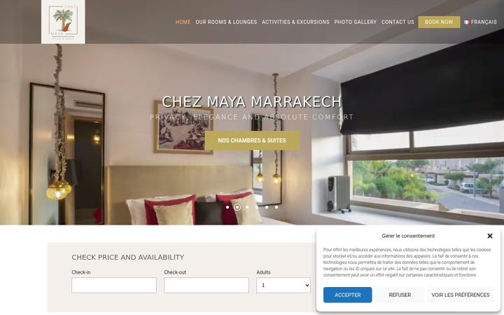Screenshot of chezmayamarrakech.com