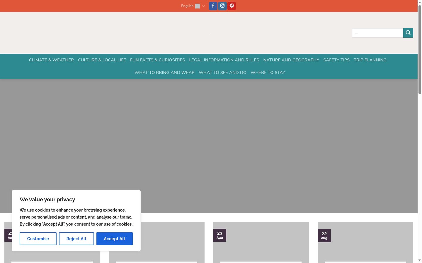 Screenshot of the consent banner shown before any interaction