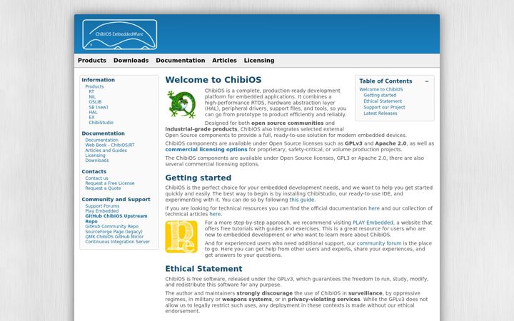 Screenshot of chibios.org