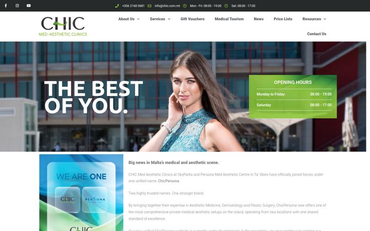 Screenshot of chic.com.mt