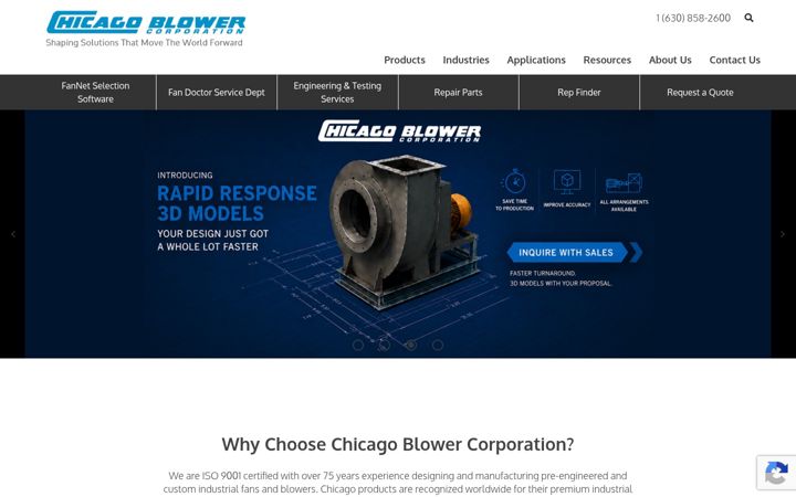 Skærmbillede af chicagoblower.com