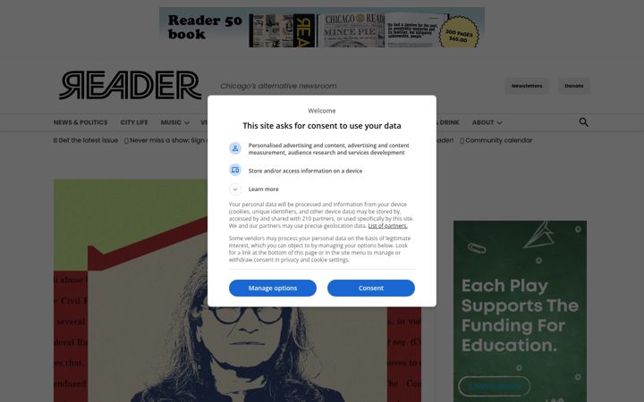 Screenshot του chicagoreader.com