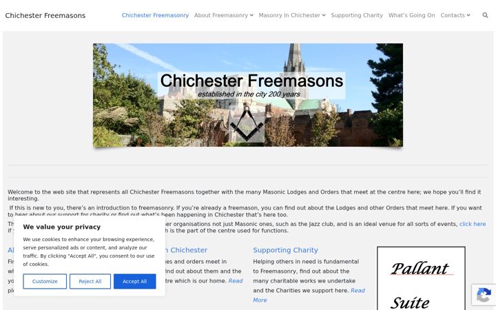 Snímek obrazovky chichesterfreemasons.org