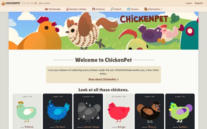Skärmbild av chicken.pet