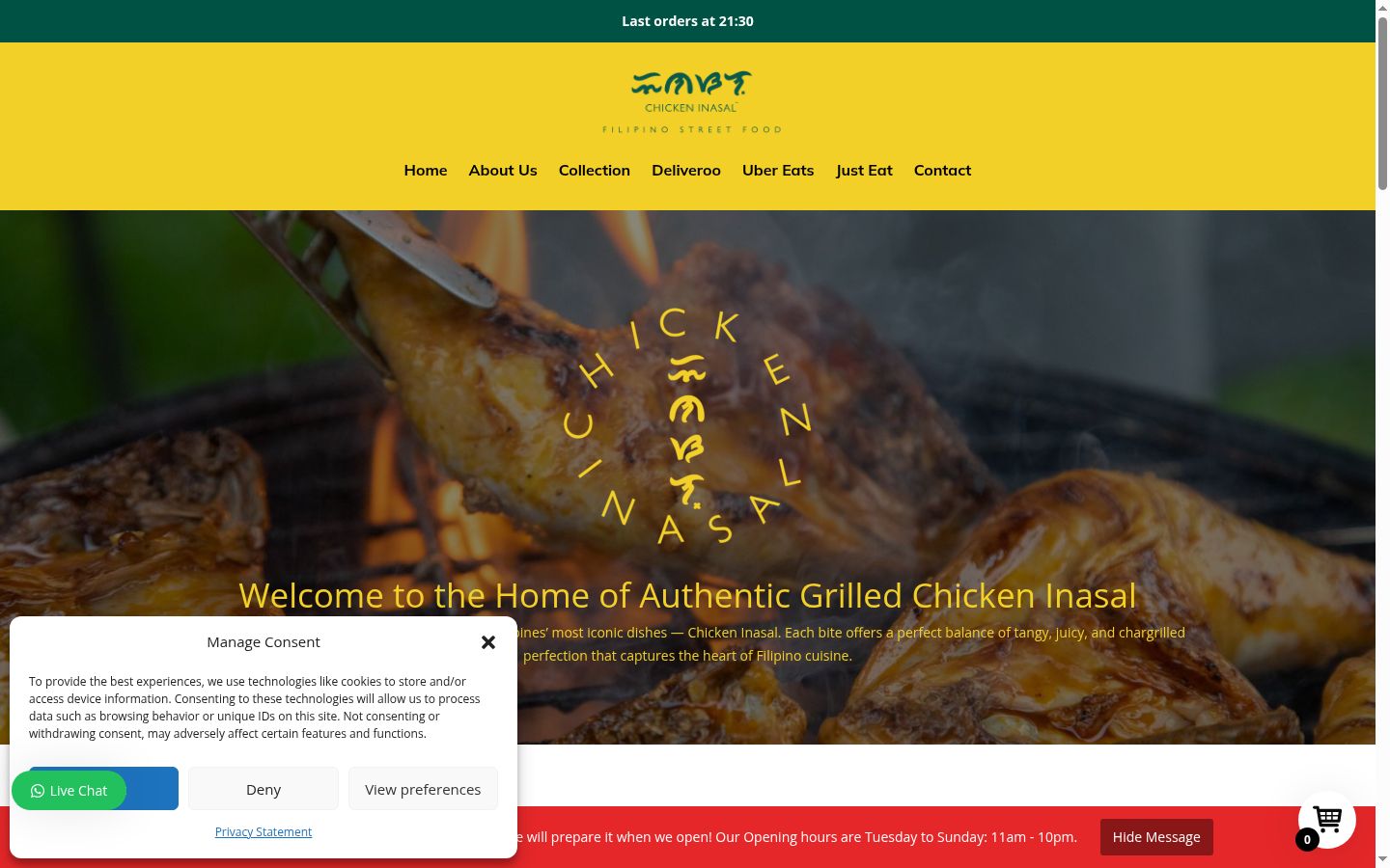 Screenshot del banner di consenso mostrato prima di qualsiasi interazione