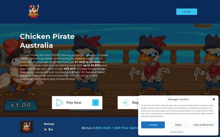 Snímek obrazovky chickenpirates.co
