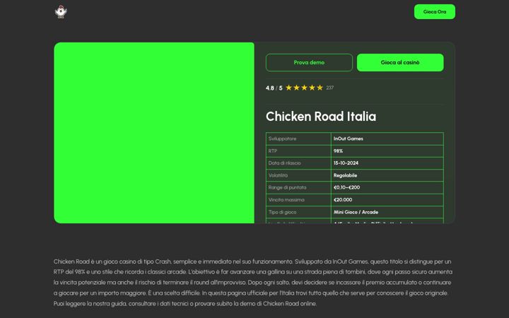 Screenshot of chickenroad-casino.it