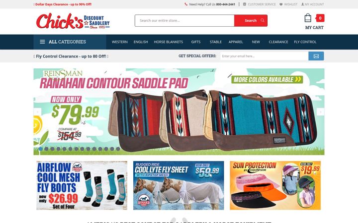 Screenshot of chicksaddlery.com