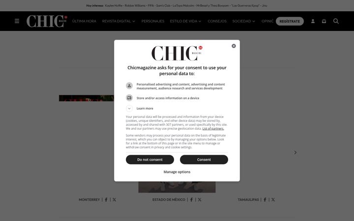 Screenshot of chicmagazine.com.mx