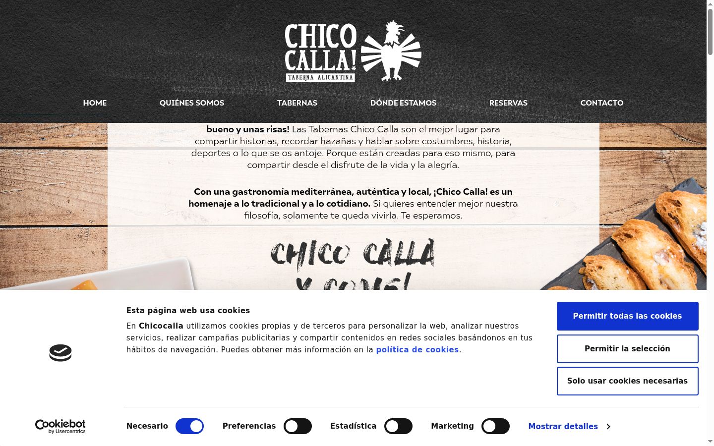 Screenshot del banner di consenso mostrato prima di qualsiasi interazione