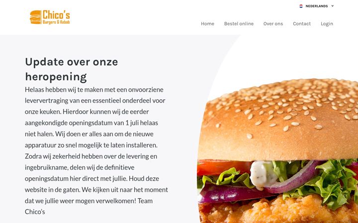 Posnetek zaslona chicosburger.nl