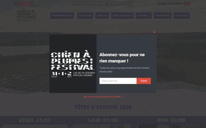 Screenshot του chienaplumes.fr
