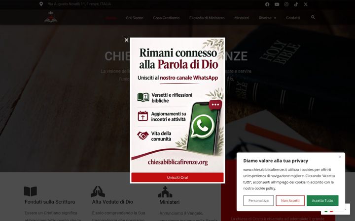 Snímek obrazovky chiesabiblicafirenze.org